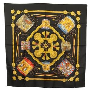 Hermès Carré 90 Black Silk scarf